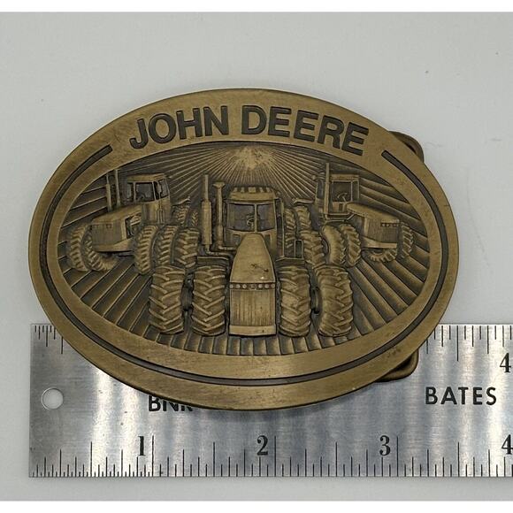 JOHN DEERE Tractor Belt Buckle Brass 1981 8050 Series 4WD Tractors Farm Ag - Picture 4 of 7